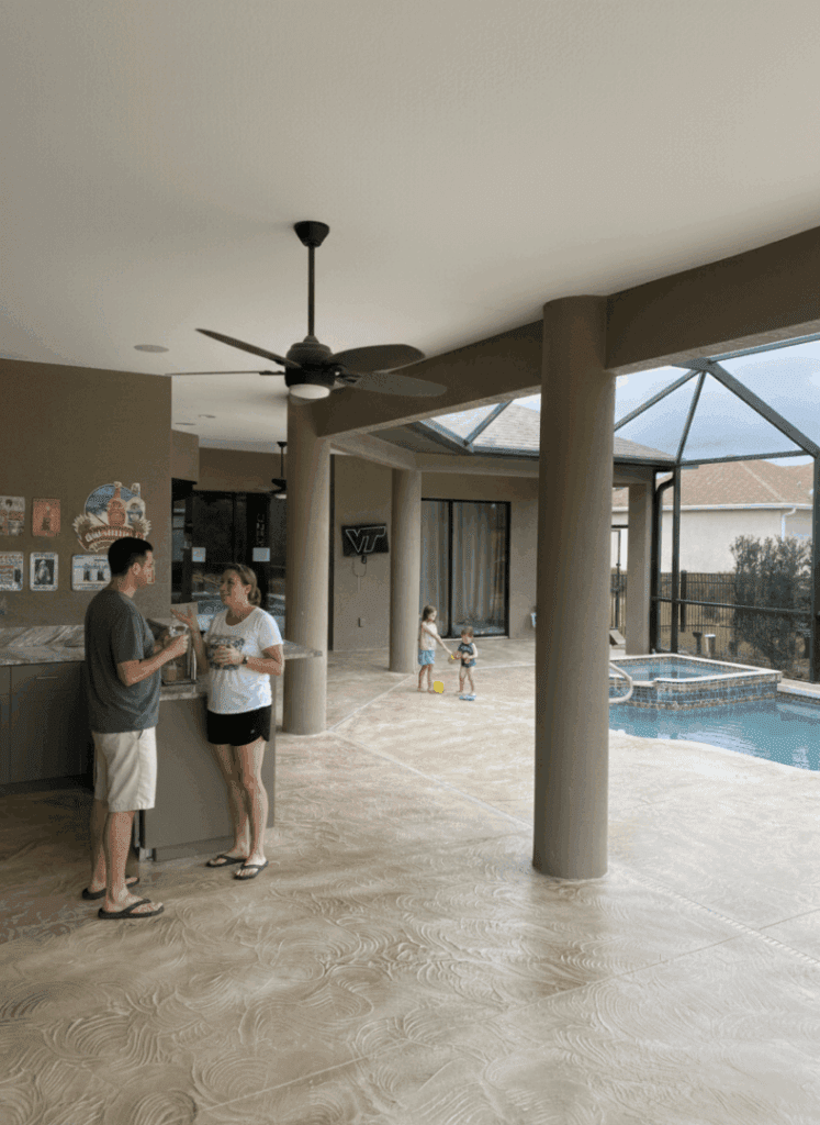 Pet-friendly decorative concrete floor installation Bradenton Florida