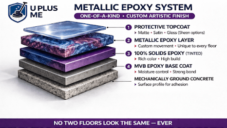 Metallic Epoxy Floors Sarasota FL: One-of-a-Kind Custom Showroom Flooring by U Plus Me LLC