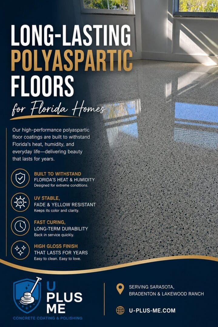 premium decorative garage floor coating installed for a Florida home near Sarasota and Bradenton with UV stable and hot tire resistant performance