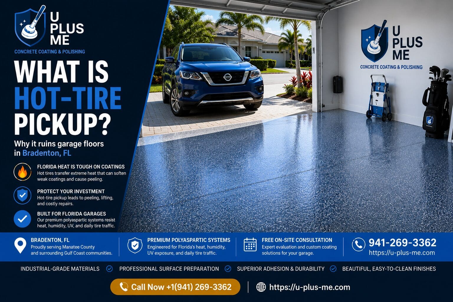 heat resistant garage floor coating in Bradenton FL designed to prevent tire-related coating failure and delamination